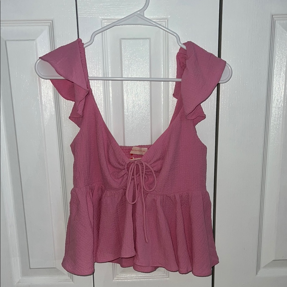 Urban Outfitters Pink Ruffle Sleeve Women's Top